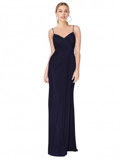 Desconto Marinha Negra Sereia Alças finas Sem Mangas Comprimento Chão Vestidos de Madrinha / Vestidos de Noite / Vestidos de Festa