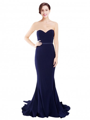 Desconto Marinha Negra Sereia Amor Sem Mangas Comboio Varredela Vestidos de Madrinha / Vestidos de Festa