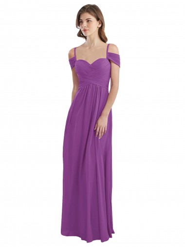 Desconto Narciso Linha A Amor Ombro Frio Comprimento Chão Vestidos de Madrinha