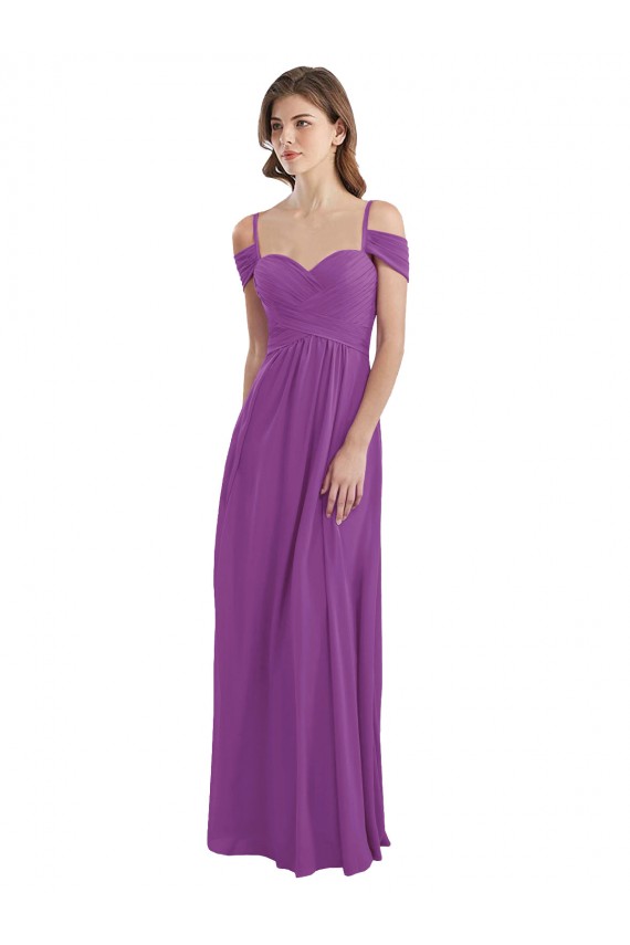 Desconto Narciso Linha A Amor Ombro Frio Comprimento Chão Vestidos de Madrinha