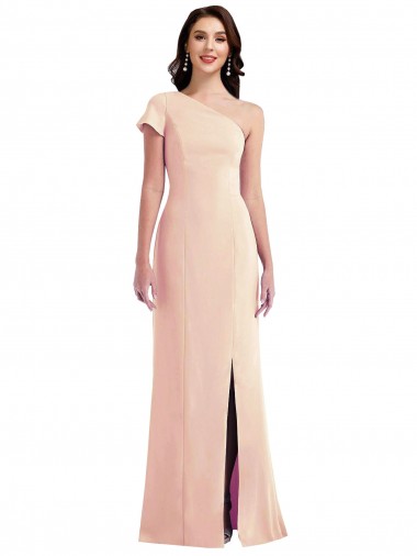 Desconto Nu Trombeta Um Ombro Mangas Curtas Comprimento Chão Vestidos de Madrinha / Vestidos de Noite / Vestidos de Festa