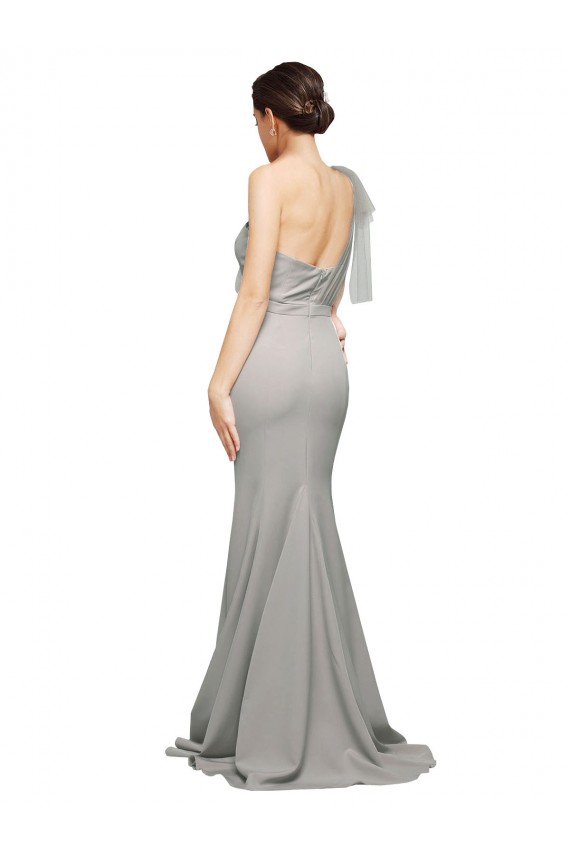 Desconto Ostra Prata Sereia Um Ombro Sem Mangas Comboio Varredela Vestidos de Madrinha / Vestidos de Noite / Vestidos de Festa