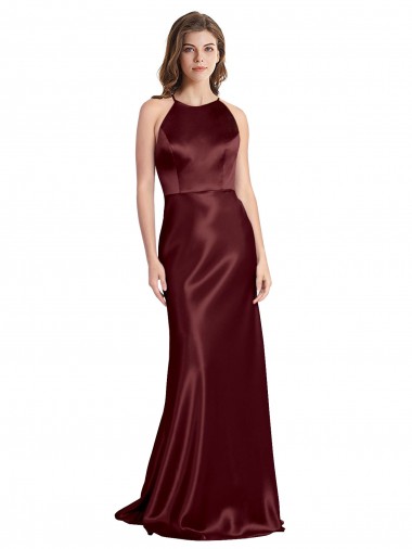 Desconto Ouro Borgonha Linha A Alças finas Sem Mangas Comprimento Chão Longo Vestidos de Madrinha / Vestidos de Noite / Vestidos de Festa