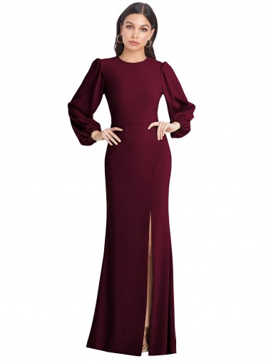 Desconto Ouro Borgonha Trombeta Barco Mangas Bufantes Comprimento Chão Vestidos de Madrinha / Vestidos de Noite / Vestidos de Festa