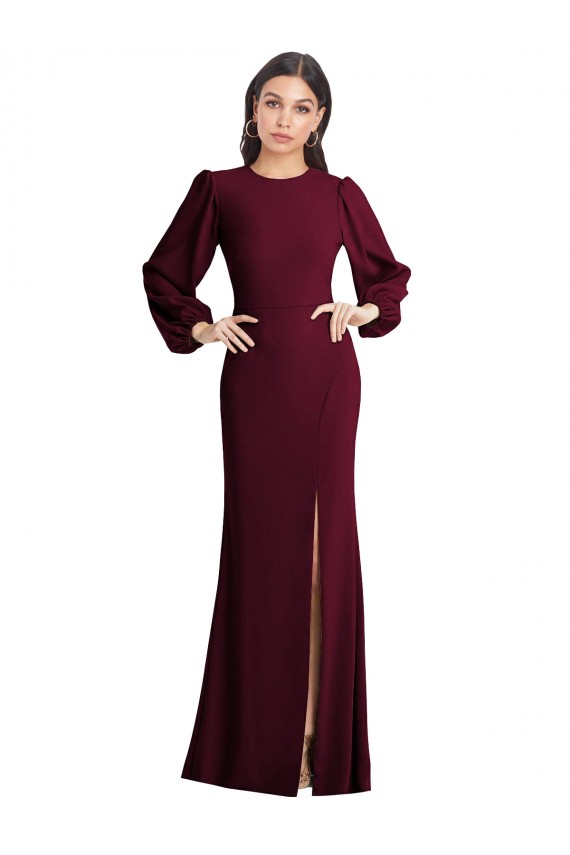 Desconto Ouro Borgonha Trombeta Barco Mangas Bufantes Comprimento Chão Vestidos de Madrinha / Vestidos de Noite / Vestidos de Festa