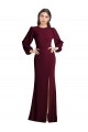 Desconto Ouro Borgonha Trombeta Barco Mangas Bufantes Comprimento Chão Vestidos de Madrinha / Vestidos de Noite / Vestidos de Festa