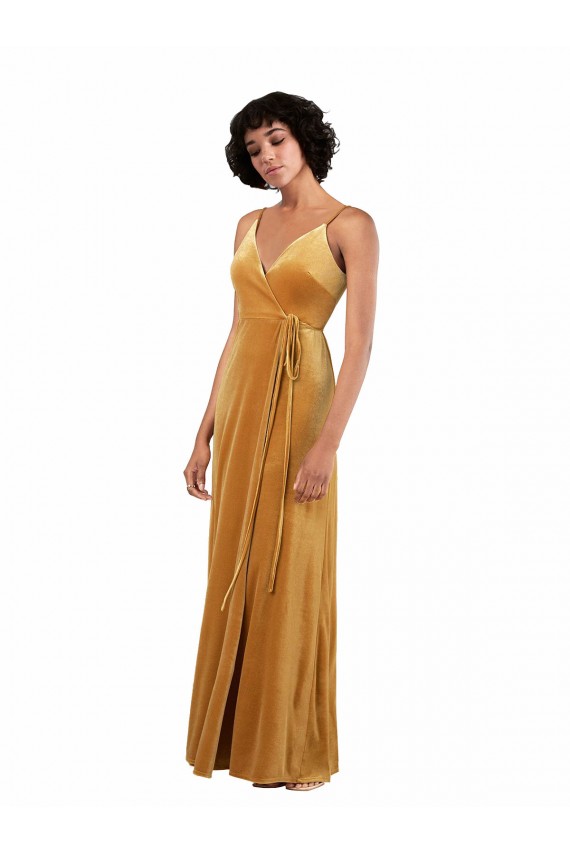 Desconto Ouro Coluna Decote V Sem Mangas Comprimento Chão Vestidos de Madrinha / Vestidos de Noite / Vestidos de Festa