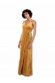 Desconto Ouro Coluna Decote V Sem Mangas Comprimento Chão Vestidos de Madrinha / Vestidos de Noite / Vestidos de Festa