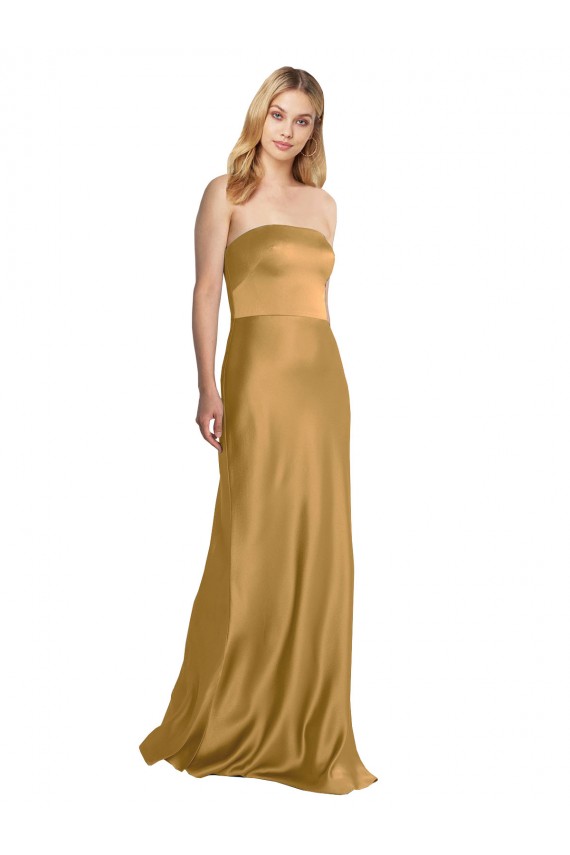 Desconto Ouro Linha A Sem alças Sem Mangas Comprimento Chão Vestidos de Madrinha / Vestidos de Noite / Vestidos de Festa