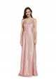 Desconto Ouro Rosa Bainha Decote V Sem Mangas Comprimento Chão Longo Vestidos de Madrinha / Vestidos de Noite / Vestidos de Festa