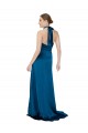 Desconto Pavão Azul Linha A Cabeçada Sem Mangas Comprimento Chão Vestidos de Madrinha / Vestidos de Noite / Vestidos de Festa