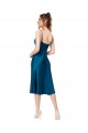 Desconto Pavão Azul Linha A Decote V Sem Mangas Comprimento Midi Vestidos de Madrinha / Vestidos de Festa / Vestidos de Cocktail / Vestidos de Homecoming
