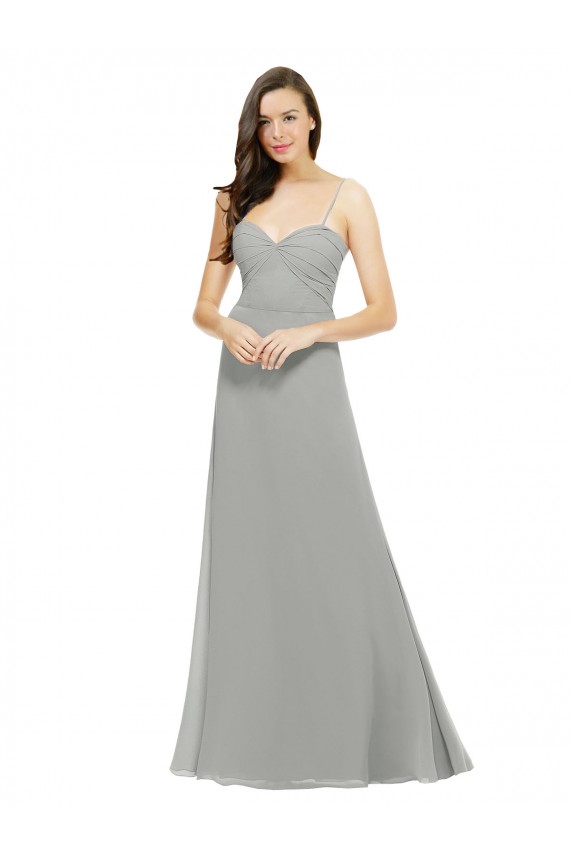 Desconto Prata Linha A Alças finas Sem Mangas Comprimento Chão Vestido de Madrinha / Vestido de Baile