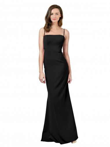 Desconto Preto Bainha Alças finas Sem Mangas Comprimento Chão Vestidos de Madrinha / Vestidos de Noite / Vestidos de Festa