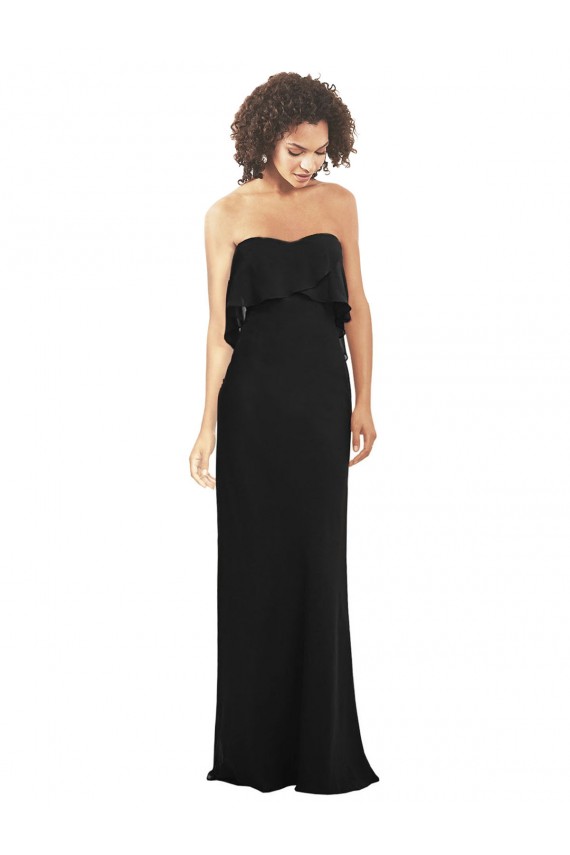 Desconto Preto Bainha Amor Sem Mangas Comprimento Chão Vestidos de Madrinha