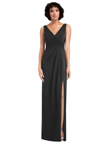 Desconto Preto Bainha Decote V Sem Mangas Comprimento Chão Longo Vestidos de Madrinha / Vestidos de Noite / Vestidos de Festa