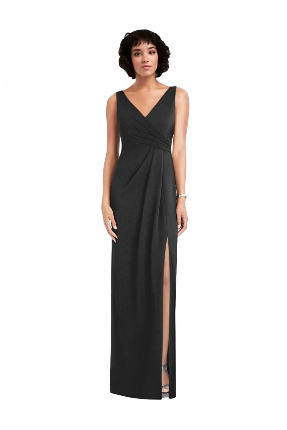 Desconto Preto Bainha Decote V Sem Mangas Comprimento Chão Longo Vestidos de Madrinha / Vestidos de Noite / Vestidos de Festa