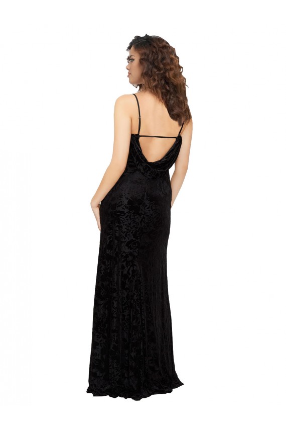 Desconto Preto Bainha Decote V Sem Mangas Comprimento Chão Longo Vestidos de Madrinha