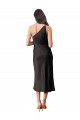 Desconto Preto Bainha Um Ombro Sem Mangas Comprimento Midi Vestidos de Madrinha / Vestidos de Noite / Vestidos de Festa