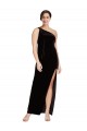 Desconto Preto Bainha Um Ombro Sem Mangas Comprimento Chão Vestidos de Madrinha / Vestidos de Noite / Vestidos de Festa