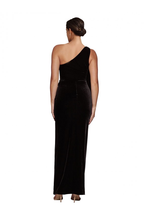 Desconto Preto Bainha Um Ombro Sem Mangas Comprimento Chão Vestidos de Madrinha / Vestidos de Noite / Vestidos de Festa