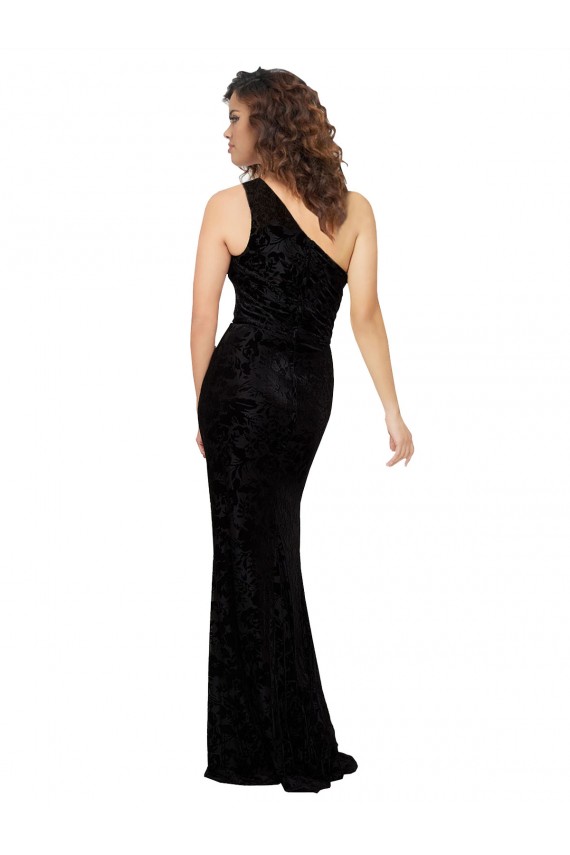 Desconto Preto Bainha Um Ombro Sem Mangas Comprimento Chão Vestidos de Madrinha