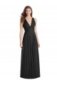 Desconto Preto Linha A Decote V Sem Mangas Comprimento Chão Chiffon Vestidos de Madrinha