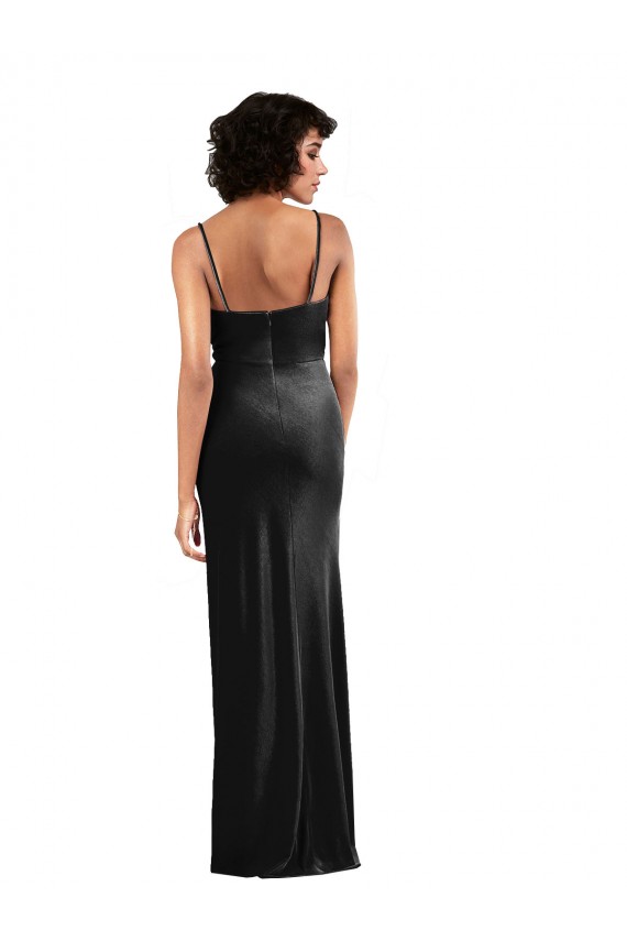 Desconto Preto Coluna Decote Capuz Sem Mangas Comprimento Chão Vestidos de Madrinha / Vestidos de Noite / Vestidos de Festa