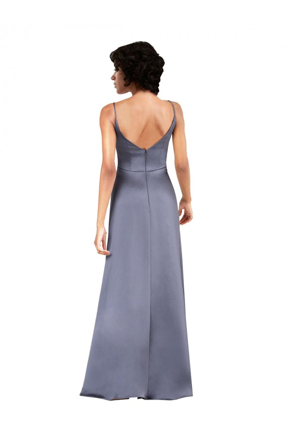 Desconto Preto Coluna Decote V Sem Mangas Comprimento Chão Vestidos de Madrinha / Vestidos de Noite / Vestidos de Festa