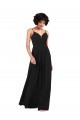 Desconto Preto Coluna Decote V Sem Mangas Comprimento Chão Vestidos de Madrinha / Vestidos de Noite