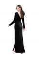 Desconto Preto Coluna Decote V Mangas Compridas Comprimento Chão Vestidos de Madrinha / Vestidos de Noite / Vestidos de Festa