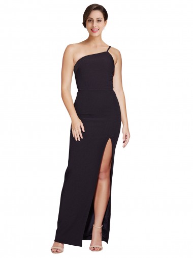 Desconto Preto Bainha Um Ombro Sem Mangas Comprimento Chão Longo Vestidos de Madrinha / Vestidos de Noite / Vestidos de Festa