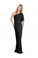 Desconto Preto Bainha Um Ombro Mangas Esvoaçantes Comprimento Chão Vestidos de Madrinha / Vestidos de Noite / Vestidos de Festa