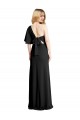 Desconto Preto Bainha Um Ombro Mangas Esvoaçantes Comprimento Chão Vestidos de Madrinha / Vestidos de Noite / Vestidos de Festa