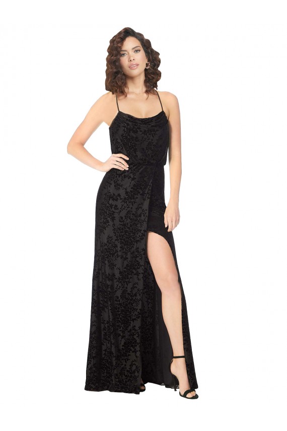 Desconto Preto Linha A Alças finas Sem Mangas Comprimento Chão Longo Vestidos de Madrinha