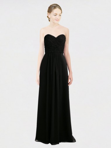 Desconto Preto Linha A Amor Sem Mangas Comprimento Chão Longo Vestidos de Madrinha