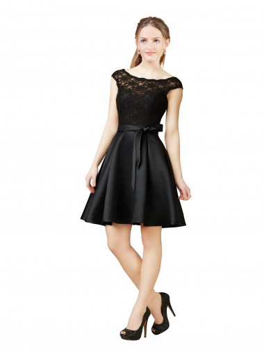 Desconto Preto Linha A Decote Ilusão Sem Mangas Comprimento Joelho Vestidos de Madrinha / Vestidos de Cocktail / Vestidos de Homecoming