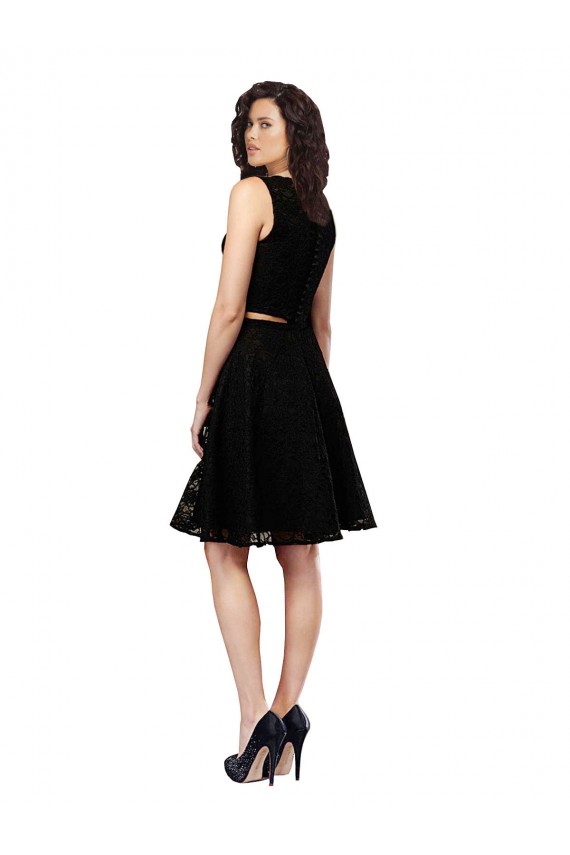 Desconto Preto Linha A Decote Joia Sem Mangas Comprimento Joelho Vestidos de Madrinha / Vestidos de Cocktail / Vestidos de Homecoming