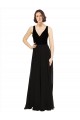 Desconto Preto Linha A Decote V Sem Mangas Comprimento Chão Chiffon & Veludo Vestidos de Madrinha / Vestidos de Festa