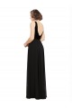 Desconto Preto Linha A Decote V Sem Mangas Comprimento Chão Chiffon & Veludo Vestidos de Madrinha / Vestidos de Festa