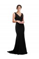 Desconto Preto Linha A Decote V Sem Mangas Comboio Varredela Vestidos de Madrinha / Vestidos de Noite / Vestidos de Festa