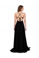 Desconto Preto Linha A Decote V Sem Mangas Comprimento Chão Abrir de volta Vestidos de Madrinha / Vestidos de Noite / Vestidos de Festa