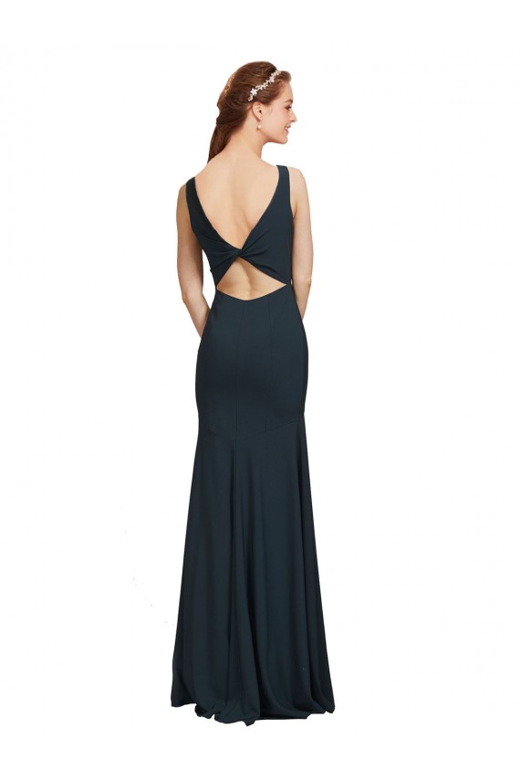 Desconto Preto Sereia Barco Sem Mangas Comprimento Chão Vestidos de Madrinha / Vestidos de Festa