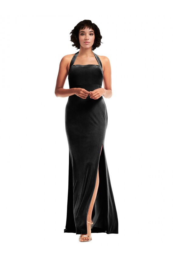 Desconto Preto Sereia Cabeçada Sem Mangas Comprimento Chão Vestidos de Madrinha / Vestidos de Noite / Vestidos de Festa