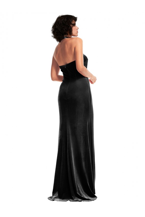 Desconto Preto Sereia Cabeçada Sem Mangas Comprimento Chão Vestidos de Madrinha / Vestidos de Noite / Vestidos de Festa