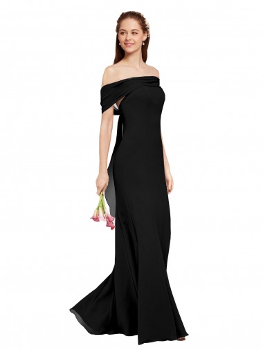 Desconto Preto Sereia Fora do Ombro Sem Mangas Comprimento Chão Vestido de Madrinha / Vestido de Festa