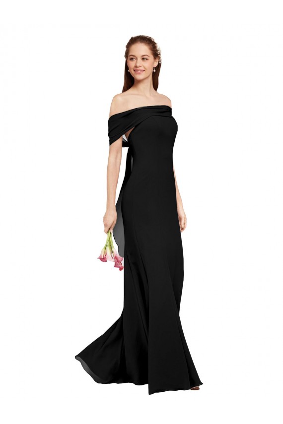 Desconto Preto Sereia Fora do Ombro Sem Mangas Comprimento Chão Vestido de Madrinha / Vestido de Festa