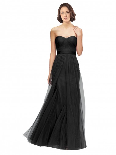 Desconto Preto Linha A Amor Sem Mangas Comprimento Chão Vestido de Madrinha / Vestido de Noite