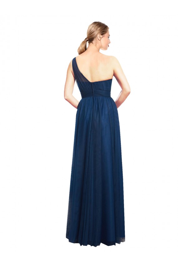 Desconto Preto Linha A Um Ombro Sem Mangas Comprimento Chão Longo Vestidos de Festa / Vestidos de Madrinha