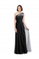 Desconto Preto Linha A Um Ombro Sem Mangas Comprimento Chão Vestido Formais / Vestido de Madrinha